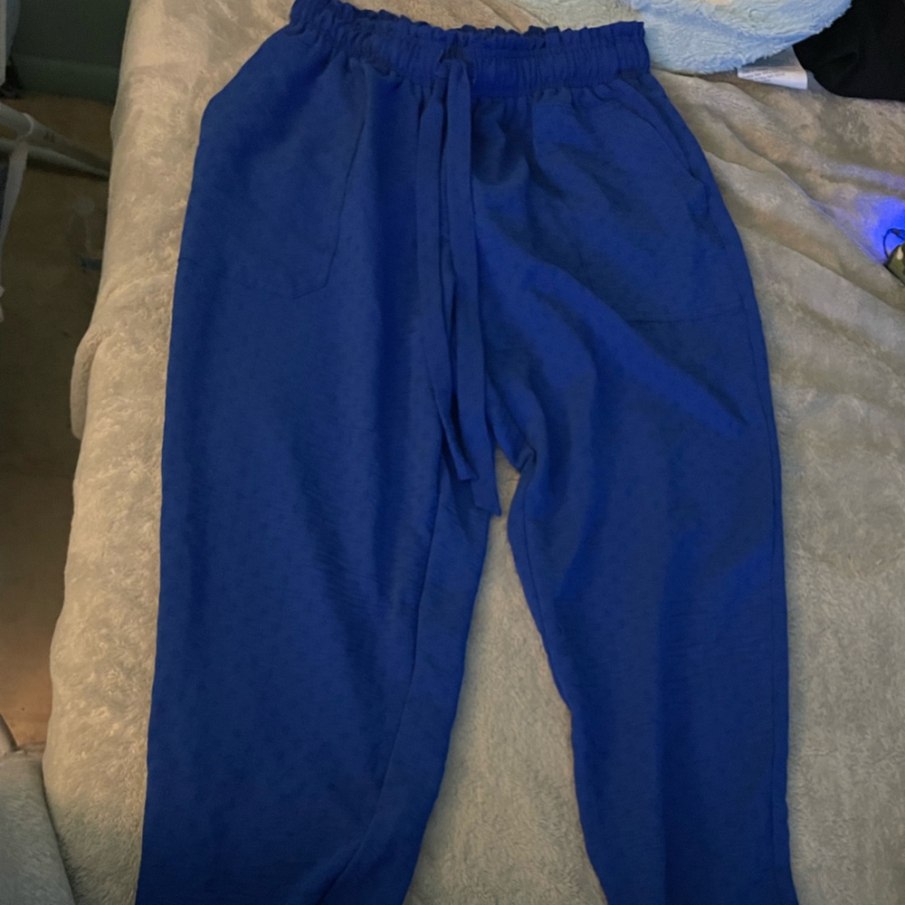 Blue soft lacy feel pants